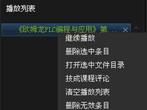 2、	添加文件后会自动播放。在播放的文件上单击右键，可以看到下图的菜单